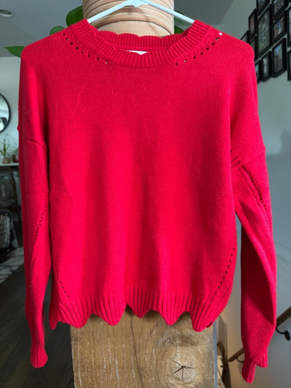 Scalloped Red Sweater